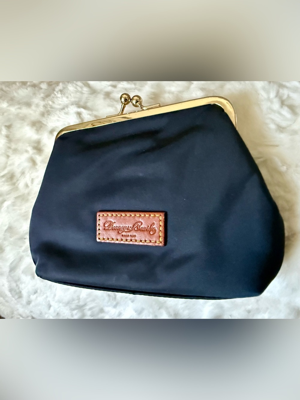 Dooney & Bourke Black Clutch with Gold Frame